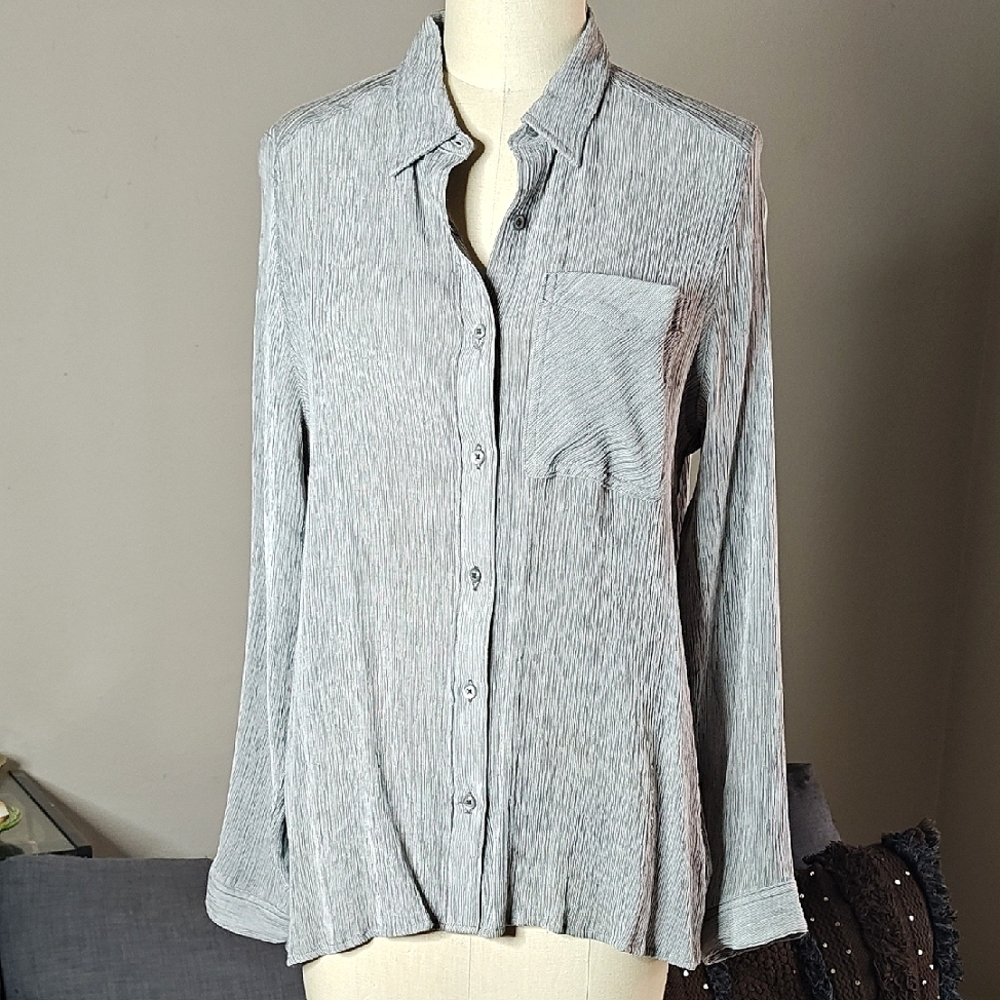 Express Gray Long Sleeve Button Down Shirt